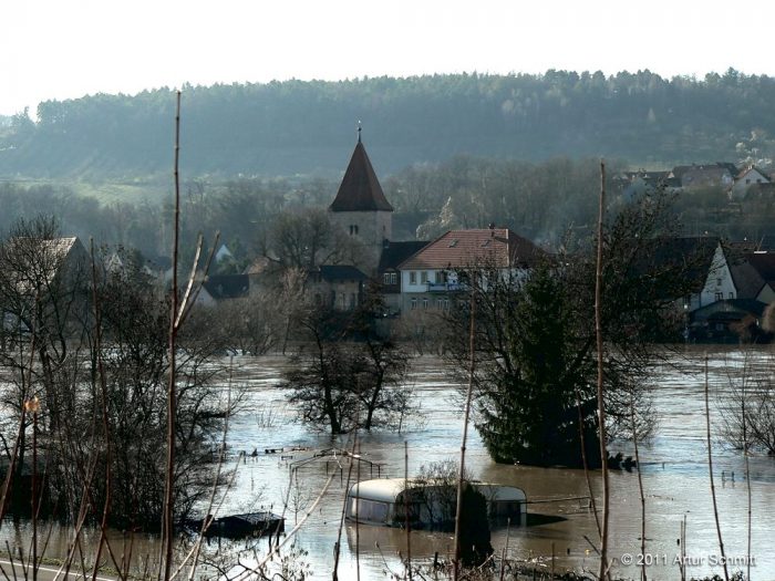 Hochwasser am 16.01.2011 bei Winterhausen.
