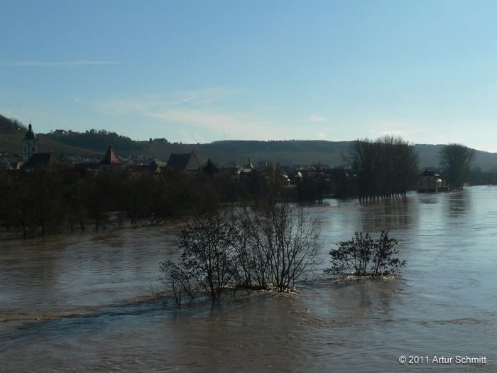 Hochwasser am 16.01.2011 bei Sommerhausen.