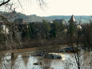 Hochwasser am 16.01.2011 bei Sommerhausen.