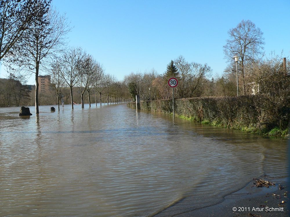 Hochwasser am 16.01.2011 bei Ochsenfurt.