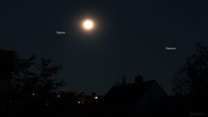 Saturn, Mond und Antares am 24. Juli 2018 um 22:43 Uhr