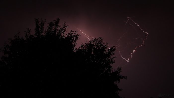 Blitze während Gewitter am 17. August 2018 um 22:00 Uhr