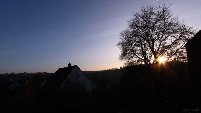 Sonnenuntergang in Eisingen am 28. Dezember 2018