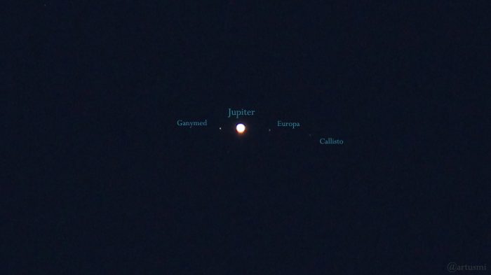 Jupiter und Monde am 20. April 2019 um 05:44 Uhr