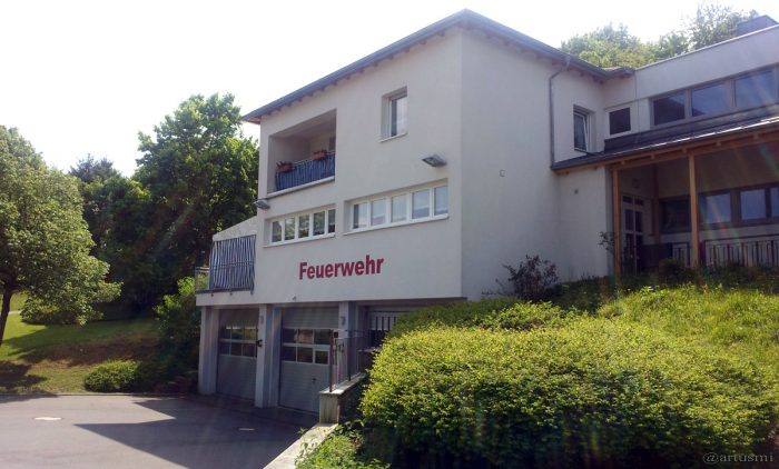 Feuerwehrgerätehaus an der Erbach-Halle am 14. Mai 2015