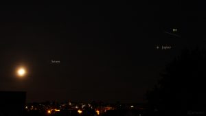 Partielle Mondfinsternis, Saturn, Jupiter und ISS am 16. Juli 2019 um 23:07 Uhr