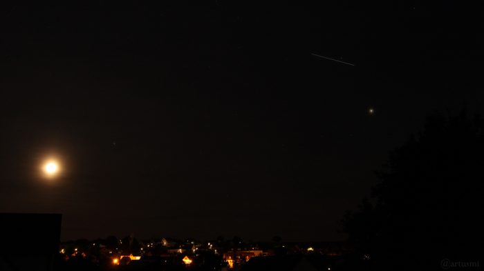 Partielle Mondfinsternis, Saturn, Jupiter und ISS am 16. Juli 2019 um 23:08 Uhr