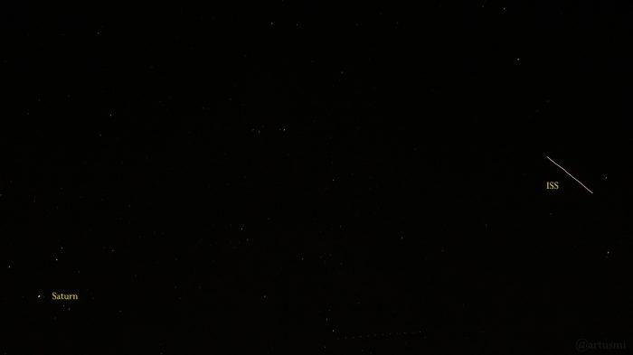 ISS passiert Saturn am 20. September 2019 um 21:25 Uhr
