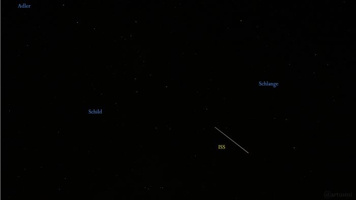 ISS am 20. September 2019 um 21:26 Uhr zwischen Schild und Schlange