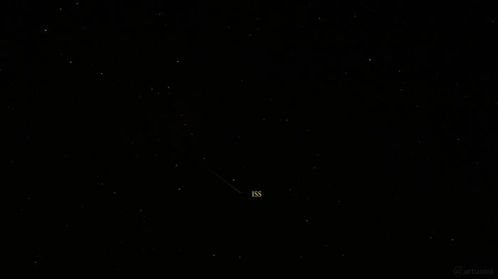 ISS tritt am 20. September 2019 um 21:26 Uhr im Sternbild Schild in den Erdschatten ein