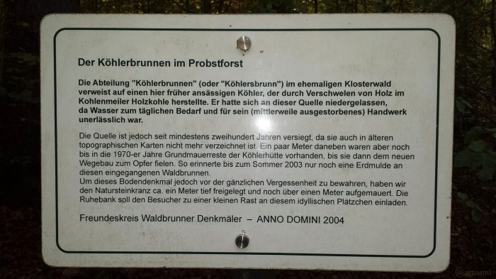 Legende zum Köhlerbrunnen im Probstforst bei Waldbrunn