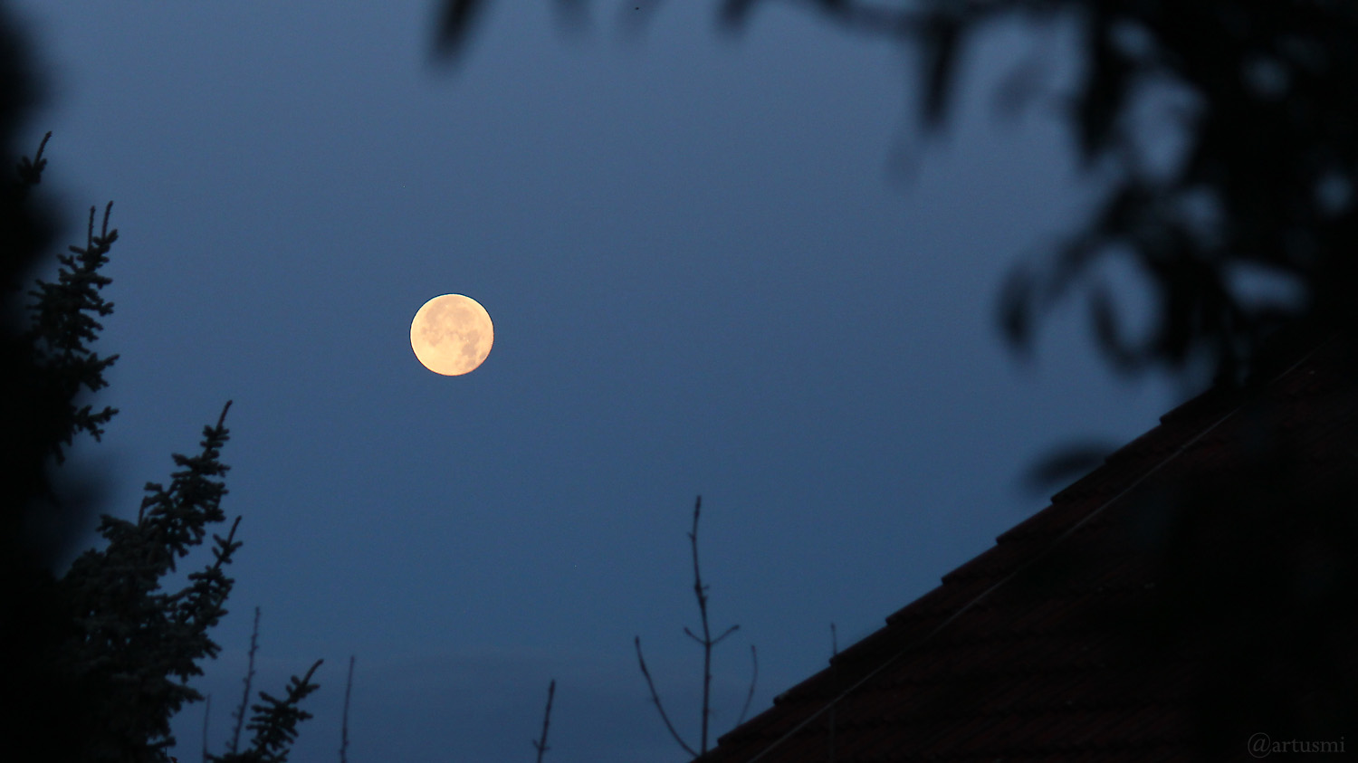 Untergehender Mond am Ende der Vollmondnacht 12./13. November 2019