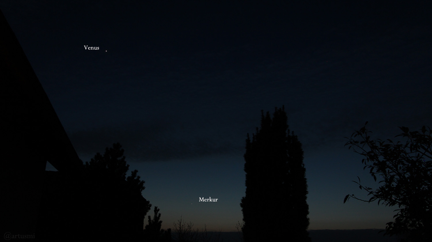 Venus und Merkur am 8. Februar 2020 um 18:20 Uhr