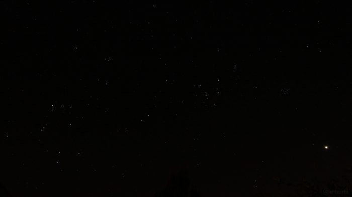 Sternbilder Orion und Stier mit Venus am 23. März 2020 um 20:32 Uhr