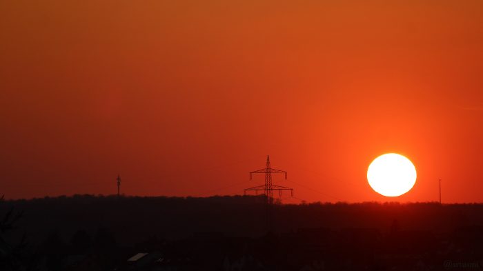 Sonnenuntergang am 4. April 2020 um 19:50 Uhr in Eisingren