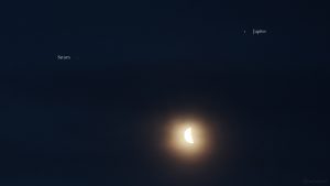 Konstellation Saturn, Jupiter und Mond am 15. April 2020 um 05:46 Uhr
