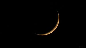 Schmale Sichel des zunehmenden Mondes am 25. April 2020 um 22:00 Uhr