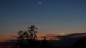 Venus und Merkur am 16. Mai 2020 um 21:47 Uhr am NW-Horizont von Eisingen