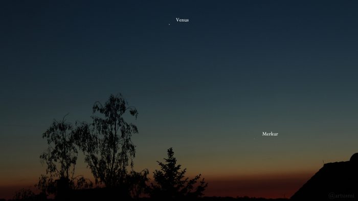 Venus und Merkur am 17. Mai 2020 um 21:52 Uhr am Nordwesthimmel von Eisingen