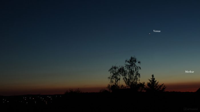Venus und Merkur am 17. Mai 2020 um 21:58 Uhr am Nordwesthimmel von Eisingen