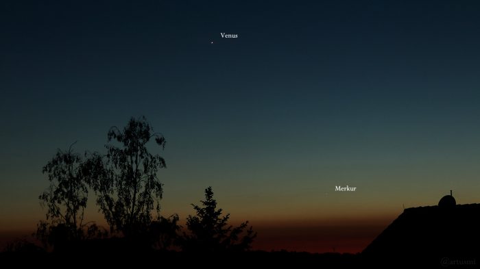 Venus und Merkur am 17. Mai 2020 um 22:01 Uhr am Nordwesthimmel von Eisingen
