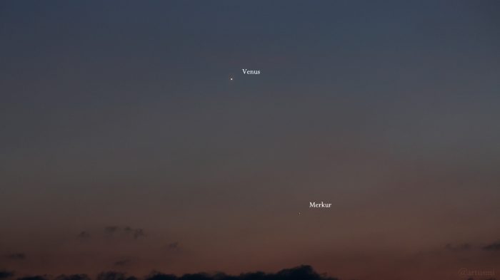 Venus und Merkur am 20. Mai 2020 um 21:59 Uhr am Nordwesthimmel von Eisingen