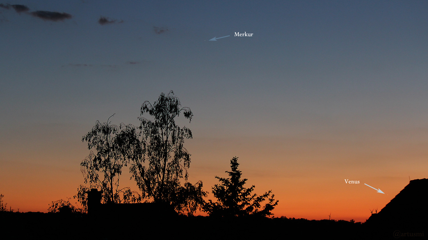 Merkur und Venus am 28. Mai 2020 um 21:56 Uhr