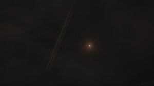Flugzeug und Planet Mars am 31. Oktober 2020