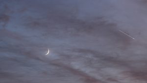 Zunehmender Mond und Jupiter am 17. Dezember 2020 um 16:48 Uhr am Südwesthimmel von Eisingen