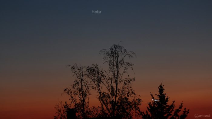Merkur und Venus am 7. Mai 2021 am West Nordwesthimmel von Eisingen