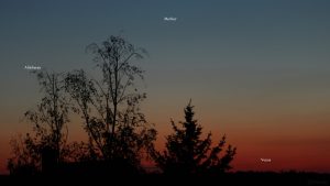 Aldebaran, Merkur und Venus am 7. Mai 2021 am West Nordwesthimmel von Eisingen