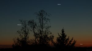 Aldebaran, Merkur und Venus am 8. Mai 2021 am West Nordwesthimmel von Eisingen
