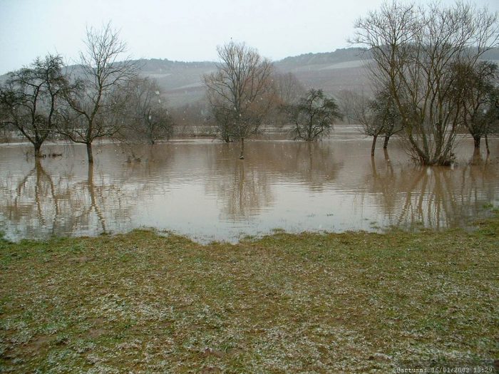 Hochwasser in Goßmannsdorf am Main am 6. Januar 2003