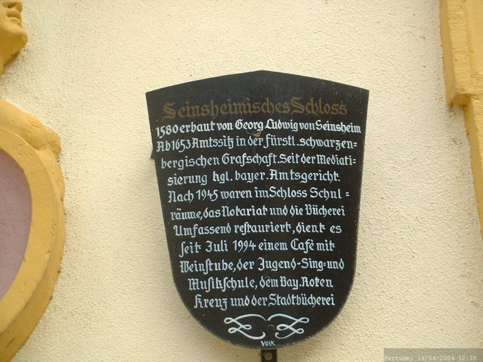 Infotafel Seinsheimisches Schloss in Marktbreit