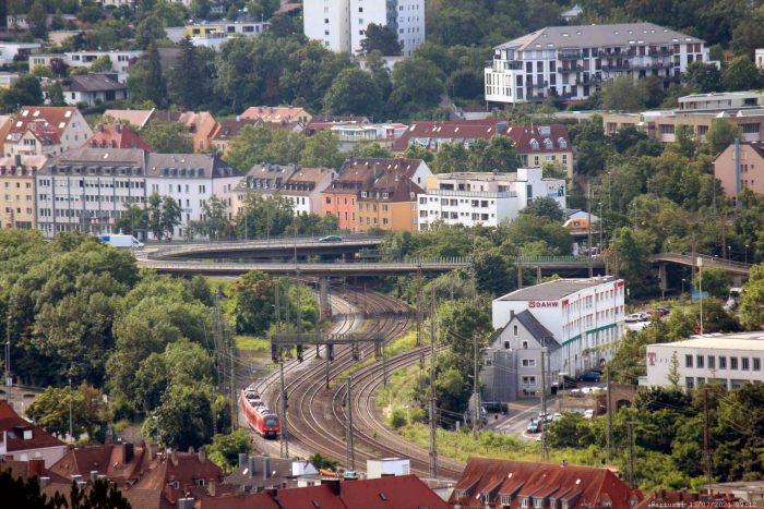Blick vom Würzburger Schalksberg Richtung Gneisenaustraße