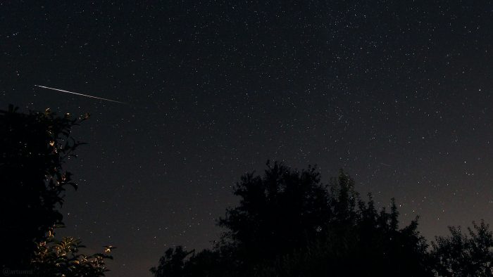 Perseiden-Sternschnuppe am 13. August 2021 am NNO-Himmel von Eisingen