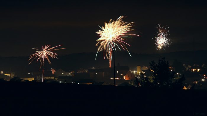 Feuerwerk am 1. Januar 2022 in Waldbrunn