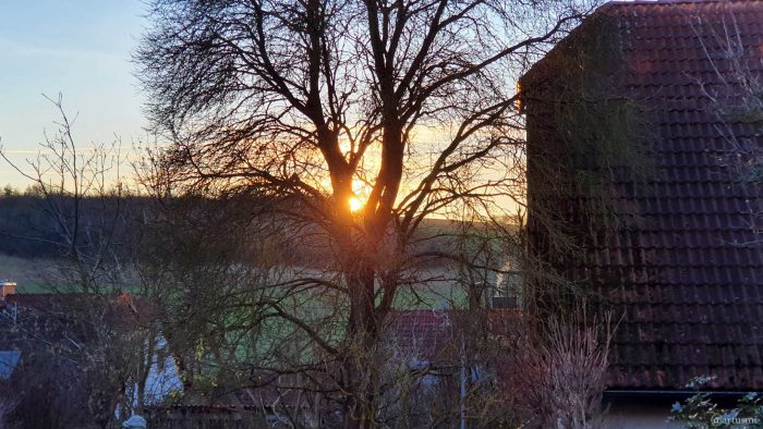 Sonnenuntergang in Eisingen am 14. Januar 2022