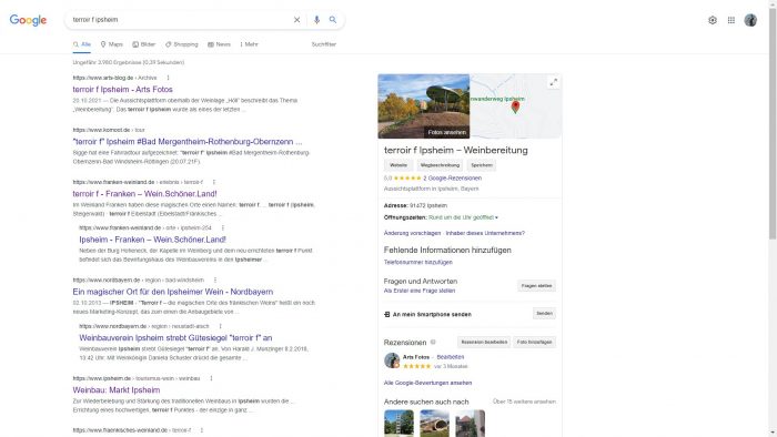Screenshot Google terroir f Ipsheim vom 15. Februar 2022