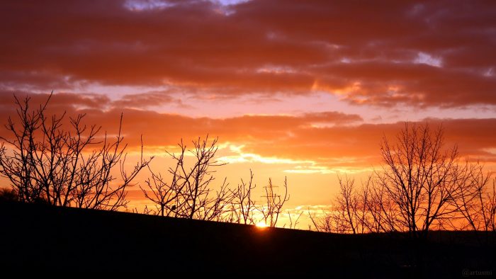 Sonnenuntergang in Eisingen am 26. Februar 2022