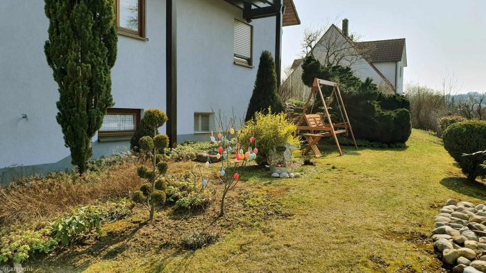 Unser Garten am Tag des kalendarischen Frühlingsanfangs am 20. März 2022