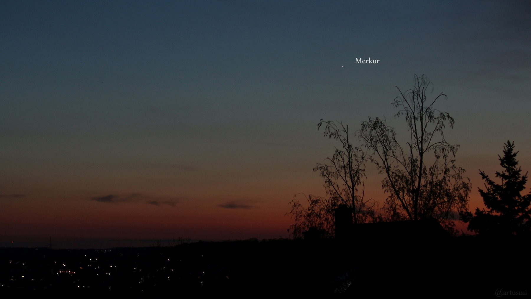 Planet Merkur am 20. April 2022 am Abendhimmel