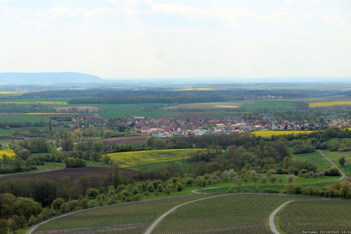 Blick von der Gaststube Stollburg auf Oberschwarzach