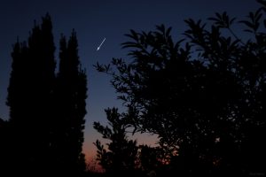 Begegnung von Venus und Jupiter am Abend des 1. März 2023 am Westhimmel von Eisingen.