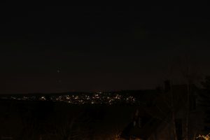Konstellation von Venus und Jupiter am Abend des 3. März 2023 am Westhimmel von Eisingen.