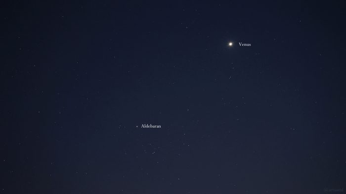 Konstellation Aldebaran und Venus am 19. April 2023