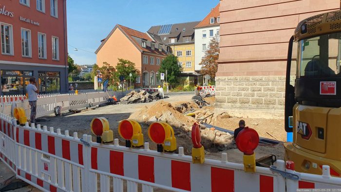 Baustelle am Grafeneckart in Würzburg am 28. September 2023