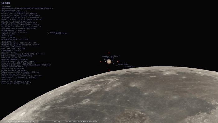 Mond bedeckt Planet Saturn in den frühen Morgenstunden des 21. August 2024