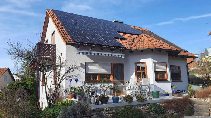 Unsere PV-Anlage am 9. März 2024