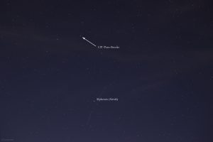 Unsere erste Aufnahme vom Kometen 12P/Pons-Brooks am 11. März 2024 am Nordwesthimmel von Eisingen.